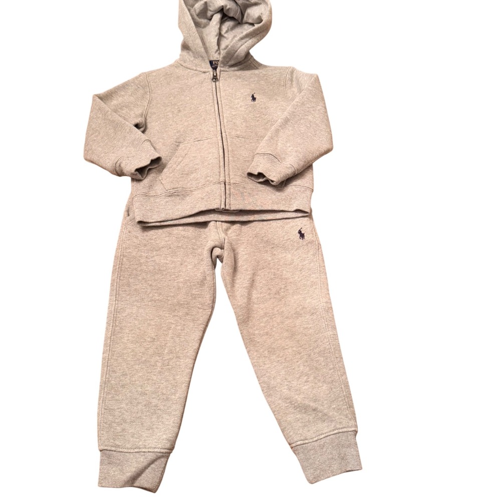 Polo Ralph Lauren Toddler Boys Heather Grey Fleece Hoodie and Joggers Set 3T
